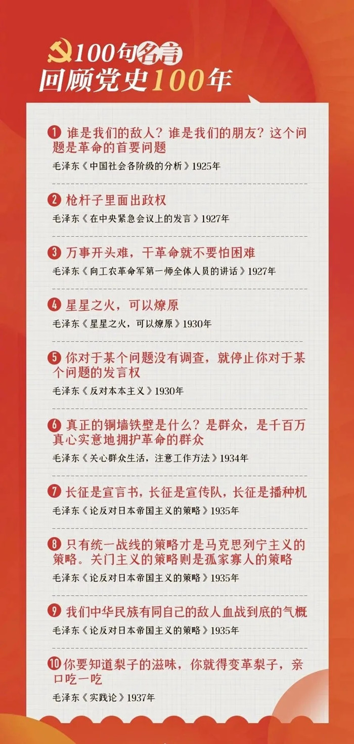 公考用得上！100句名言回顧黨史百年，一起學習